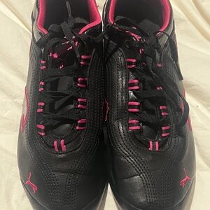 Vintage Y2K Puma Speedcat Women’s Black Sneakers with Hot Pink Accents Leather 9